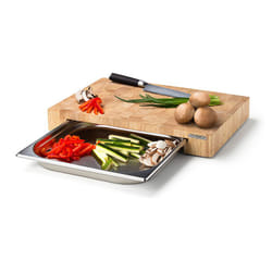 Continenta 4026 planche à découper pour cuisine Rectangulaire Bois Acier inoxydable, Bois