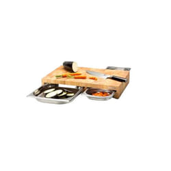 Continenta 4028 planche à découper pour cuisine Rectangulaire Bois Acier inoxydable, Bois