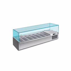 Saro RX 1800 / 380, Réfrigérateur de point de vente, Comptoir, Acier inoxydable, Verre, Acier inoxydable, LED, 2 - 8 °C
