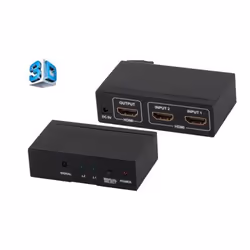shiverpeaks 2 x HDMI Switch, HDMI, HDMI, 1 x HDMI 1.4, 4096 x 2160 pixels, Noir, Métal