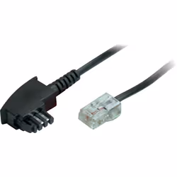 S-Conn TAE-F/RJ-45, 2 m, 2 m, TAE F, RJ-45, Transparent, Noir, Mâle, Mâle