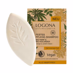 LOGONA Festes Pflege-Shampoo Bio-Hanf &amp; Bio-Holunder, 60 g, Shampoing solide, Non-professionnel, Unisexe, Tous types de c ...