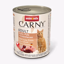 animonda Carny 83827, Adulte, Toutes races, Poulet, Canard, Cœur, Turquie, 800 g, Sans grain, Sans soja