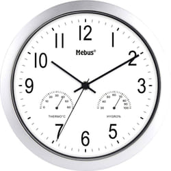 Mebus - Horloge murale 06992 à quartz 25.5 cm argent