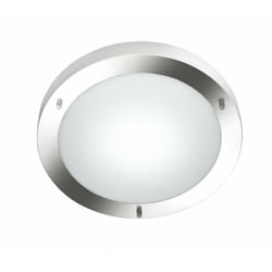 Plafonnier Rotonda Led Nickel avec Vetro Opale IP44 Trio Lighting
