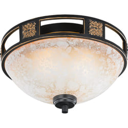 Trio Lighting - Plafonnier 2xE27 Quinta Ruggine Verre Albâtre Ø33 cm