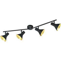 Trio - Plafonnier design, Plafonnier industriel Nina 4 Lampes Noir en Metal