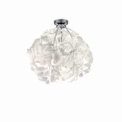 Le plafonnier LEAVY par Trio Lighting est composé d'une plaque en métal chromé et d'une cascade de feuilles décoratives en pl ...