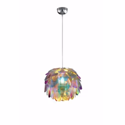 La lampe à suspension CLOVER par Trio Lighting a une structure en métal finition chrome et un diffuseur en acrylique et plast ...