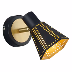 Description Applique design avec abat-jour noir et doré. Grâce à son design, cette lampe peut s'intégrer dans n'importe quel  ...