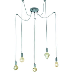Trio Lighting - Suspension, Suspension 5 fils Corde pendant Gris en Metal, trio