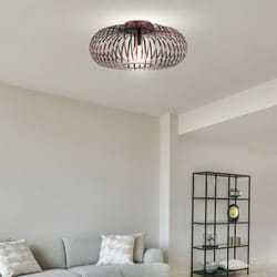 Trio - Plafonnier 1 flamme Plafonnier salon grille cuivre E27, métal, 1x douille E27, DxH 40x17 cm