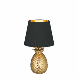 Lampe de table Pineapple dorée et noire de chez Trio - existe en 2 modèles petite et grande - E14 ou E27 - livraison rapide e ...