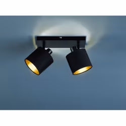 Le spot TOMMY par Trio Lighting est composé d'une plaque rectangulaire en métal finition noir mat et de 2 spots orientables e ...