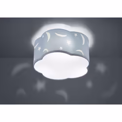 Plafonnier 3 lampes design Trio Moony Bleu Métal - Tissus 602300345