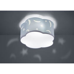 Plafonnier 3 lampes design Trio Moony Bleu Métal - Tissus 602300345