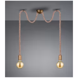 La suspension de la série ROPE par Trio Lighting est composée d'une structure en métal finition laiton vieilli, d'une rosace  ...
