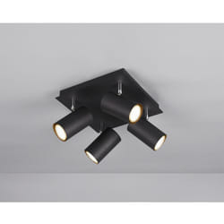 Trio Lighting - Plafonnier Carré 4 Spots Orientables Marley Noir