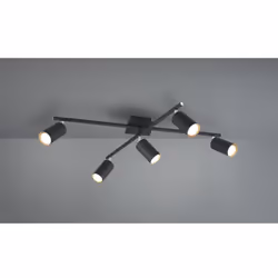 MARLEY par Trio Lighting est un plafonnier composé d'une rosace carrée et de 2 bras avec 5 spots orientables, entièrement réa ...