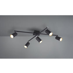 Trio - Plafonnier 5 Spots Spots Orientables Marley Noir Lighting