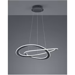 La lampe à suspension OAKLAND par Trio Lighting est composée d'une structure en métal anthracite, avec une rosace ronde, des ...