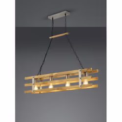 La suspension KHAN par Trio Lighting a une structure en métal avec une rosace et un support de lampe de couleur nickel antiqu ...