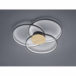 Le plafonnier SEDONA par Trio Lighting a une structure composée de 3 cercles entrecroisés en aluminium finition noir mat et u ...