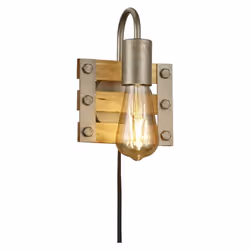 TRIO, Applique, Khan;1xE27, max.28,0 W;Bois naturel, couleur de bois, Corps: Métal, nickel antique;L:15,0cm, H:20,0cm, P:11,0 ...
