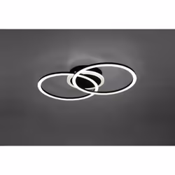 Reality Leuchten - Plafonnier venida led double cercle noir mat avec interrupteur central de rÉglage de l'intensitÉ lumineuse l.50cm r62783132
