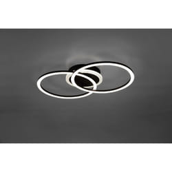 Reality Leuchten - Plafonnier venida led double cercle noir mat avec interrupteur central de rÉglage de l'intensitÉ lumineuse l.50cm r62783132
