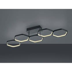Vigo Plafonnier Led Dimmable 5 Hexagones L90 cm Anthracite Trio Lighting