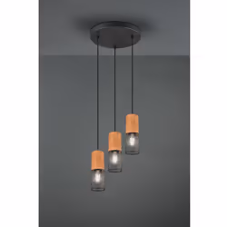 La suspension TOSH par Trio Lighting a un profil simple composé d'une plaque ronde en métal finition noir mat, de câbles régl ...