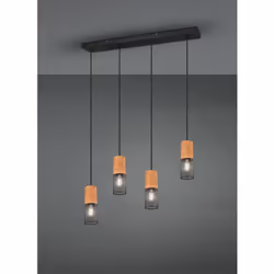 La suspension TOSH par Trio Lighting a un profil simple composé d'une plaque rectangulaire en métal finition noir mat, de câb ...