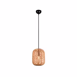 Suspensions Led Runa diam. 25 ou 35 cm - Trio, abat-jour sisal couleur naturelle - armature métal noir. Look épuré, pour salo ...