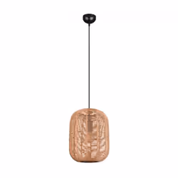 Suspension Led Runa diam. 35 cm - Trio, abat-jour sisal couleur naturelle et armature métal noir. Look épuré, idéal dans salo ...
