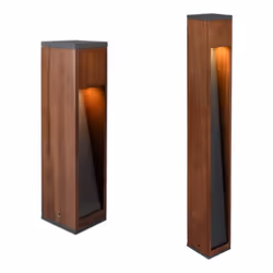 Découvrez la borne extérieure en bois naturel Canning de la marque Trio - disponible en 2 hauteurs : 40 cm et 80 cm - GU10 5  ...