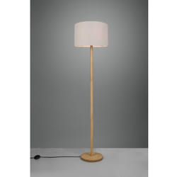 Lampadaire Elégant Korba Base Bois Abat Jour Blanc Trio Lighting