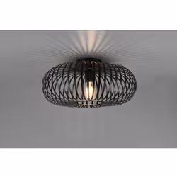 Le plafonnier JOHANN par Trio Lighting a une structure elliptique ronde en métal noir mat à l'intérieur de laquelle est posit ...