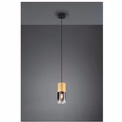 La petite suspension ROBIN par Trio Lighting est composée d'une structure minimale en laiton satiné et d'un abat-jour cylindr ...