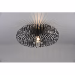 Le plafonnier JOHANN par Trio Lighting a une structure elliptique ronde en métal noir mat à l'intérieur de laquelle est posit ...