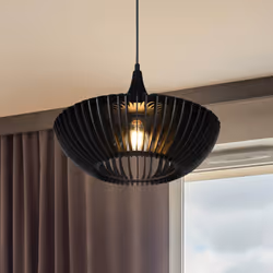 Plafonnier suspendu - Trio - Colino - Métal noir mat - 150 cm - E27 - 40 W