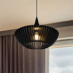Plafonnier suspendu - Trio - Colino - Métal noir mat - 150 cm - E27 - 40 W