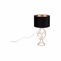 Lampe de table Led Taba de Trio, abat-jour textile noir, pied céramique dorée. Look sophistiqué, idéal dans salon, chambre à  ...