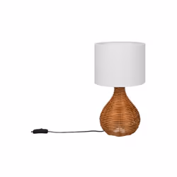 Lampe de table Led Sprout de Trio culot E27 avec son pied en forme de poire tressé en rotin . Look bohème chic, idéal dans sa ...