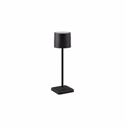 Lampe de table d'extérieur Fernandez à batterie LED en métal noir mat La lampe est livrée avec une station de charge sur laqu ...
