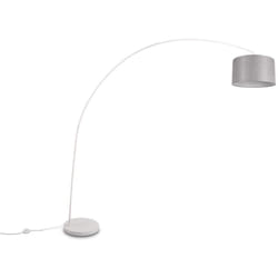 Lampadaire design, Lampadaire métal abat jour tissu en arc Mansur Blanc en Metal Trio
