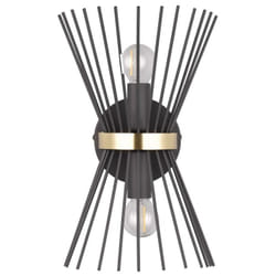 Trio - Applique, Double applique murale metal or et noir Rod Noir en Metal