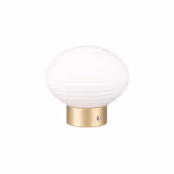 REALITY LEUCHTEN R57771101 EARL R57771101 LAMPE DE TABLE À 4 LED AVEC BATTERIE EN MÉTAL LAITON MAT ET VERRE BLANC 1,5 W