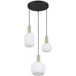 Suspension, Suspension trois lampes 30 cm Diva Blanc en Verre Trio