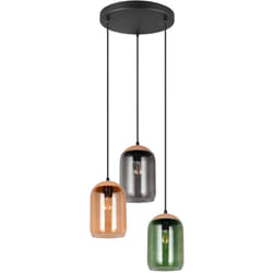 Trio Lighting - Suspension, Suspension verre 3 lampes multicolores Cork Multicolore en Verre, trio